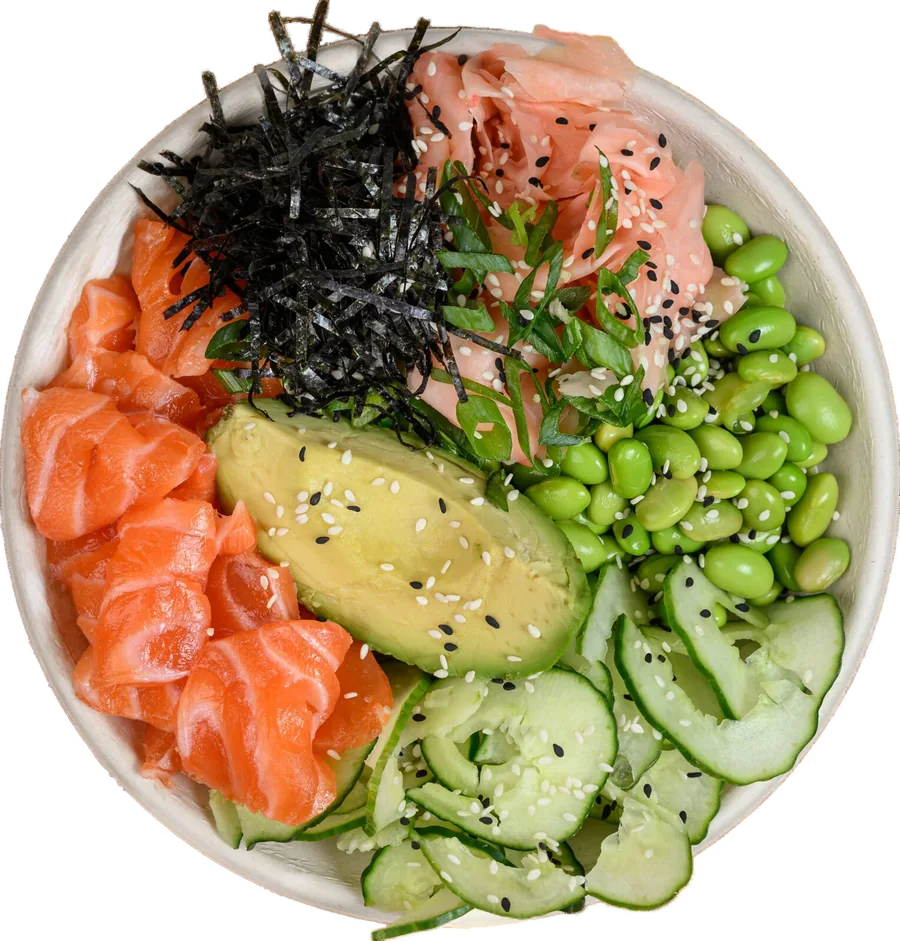 Salmon poke bowl at Pokenom Glenelg — healthy poke in Adelaide